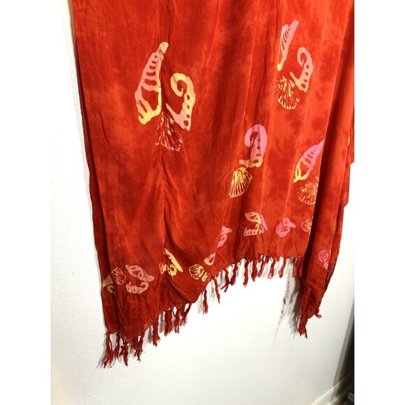 NWT Makai Beach Red One Size Hawaii Poncho Tropical Beach Cover Up Swim Tie Dye - Picture 3 of 12
